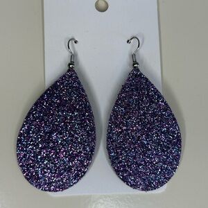 NEW Sparkling Purple Glitter Teardrop Earrings